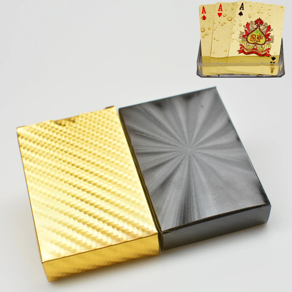 2 Pcs/set Quality Plastic Poker Waterproof Black Gold Playing Cards Limited Edition Collection Diamond Poker Cards Creative Gift