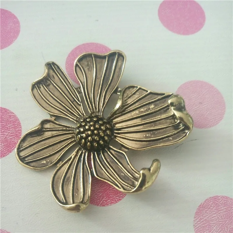 5PCS Retro Vintage Women Necklace Pendant Antique Bronze Tone Alloy Large Flower Pendants 50*54mm Jewelry Finding Elegant Gift