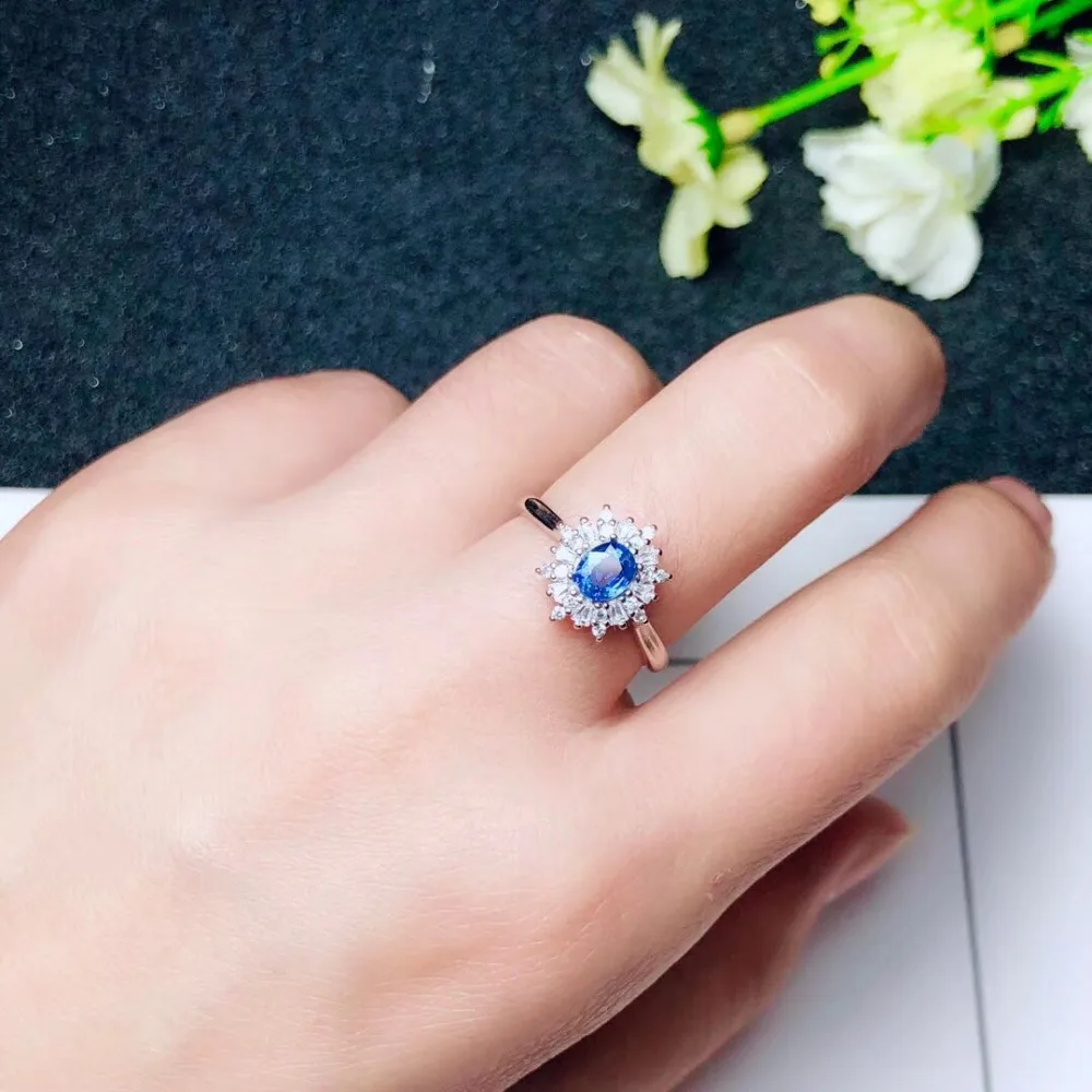 Engagement Ring ,Weding Ring Natural real blue sapphire ring  925 sterling silver Fine handworked jewelry Finger rings