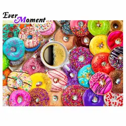 Ever Moment 5D DIY Diamond Painting Donut Coffee Diamond Mosaic Full Square Drills Artwork Home Decoration ASF1232