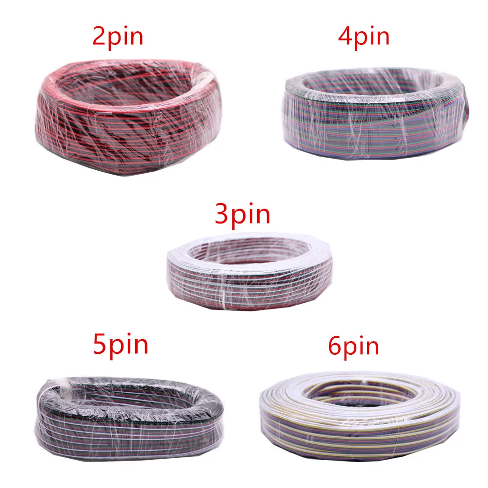 2Pin 3Pin 4Pin 5Pin 1M 5M 10M 18AWG 20AWG 22AWG Electric Extension Wire Cable For Single Color RGB RGBW LED Strip Connecting