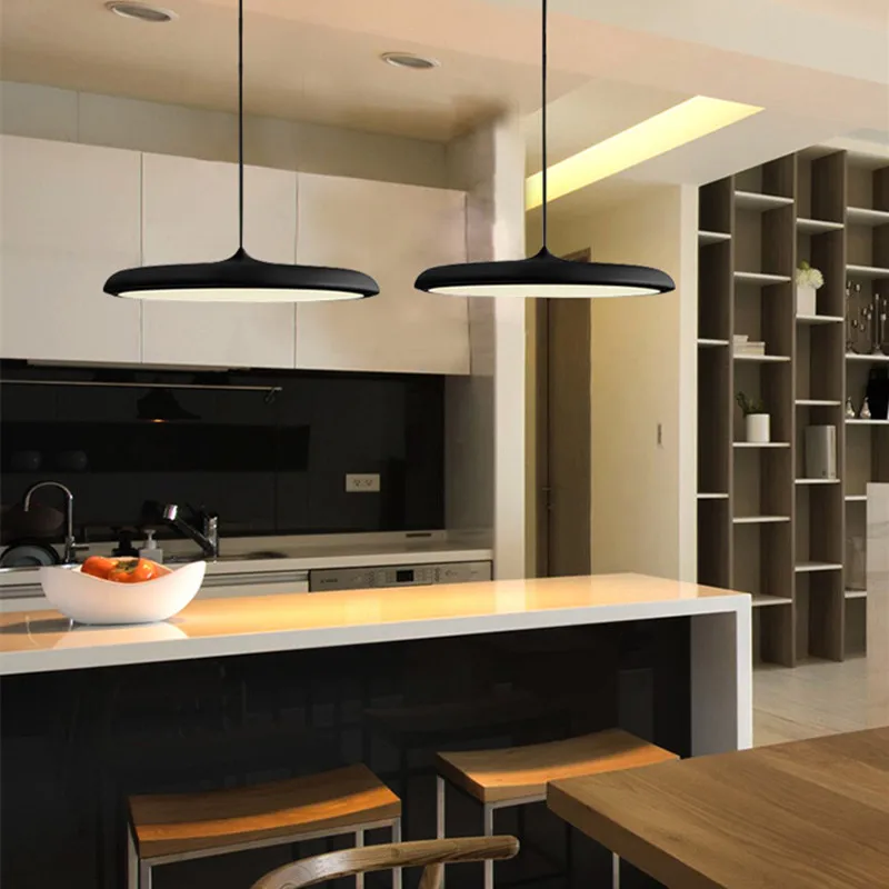 Black Pendant Lighting Bar Modern LED Pendant Light Kitchen Island Lamp Hotel Lights Room Study Office Ceiling Lamp Bulb Include