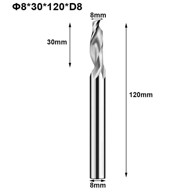 

5pc 8mm Single Flute High Speed Steel Cutter For Aluminum HSS TOP Quality Router Bit End Mill CNC Milling Cutter 8x30x120xD8