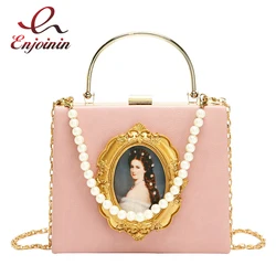 Borsa a tracolla a catena Casual da donna con tracolla a forma di pochette da donna con Badge Vintage dipinto a olio