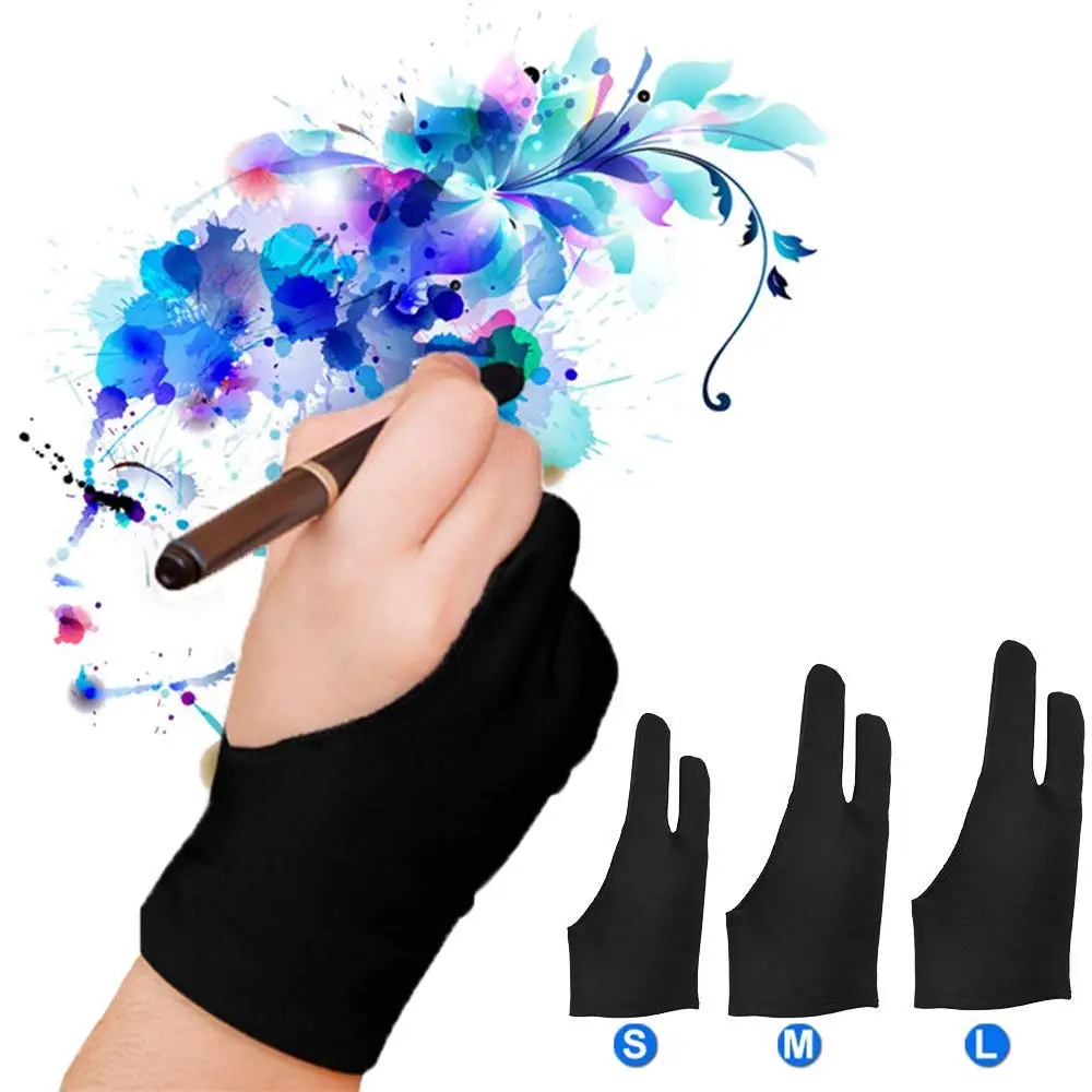 Artist Glove Pack of 2 - Anti-fouling Drawing Glove Graphic Drawing Tablet 2-Fingers Glove Artist Gloves for Light Box