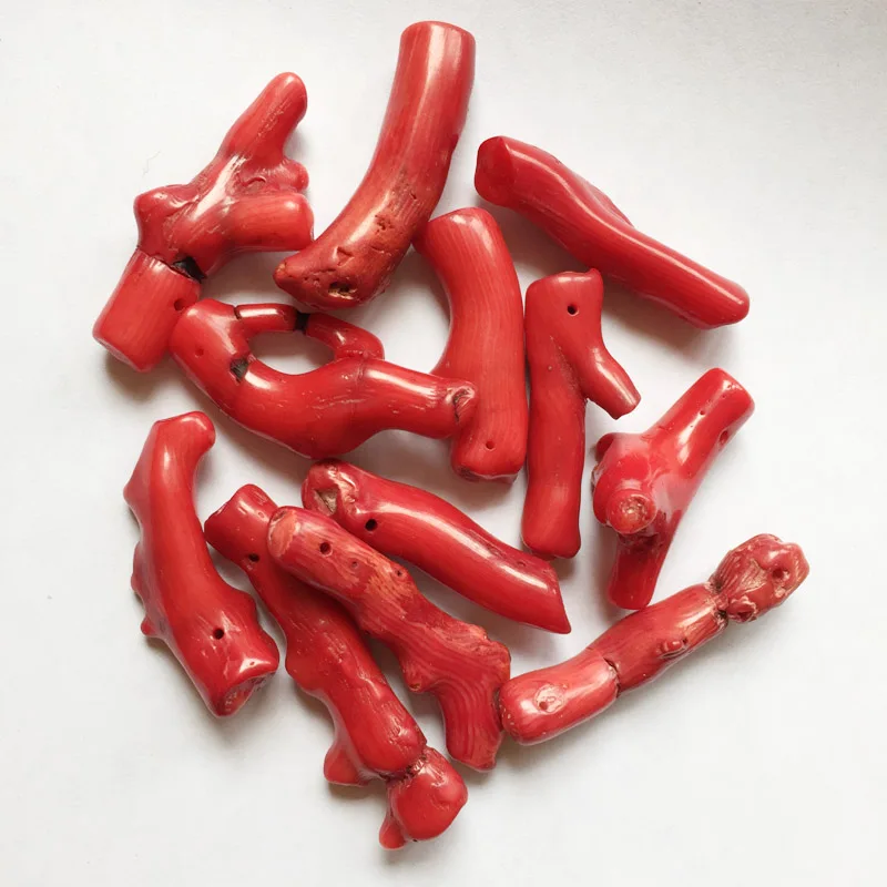 20 قطعة 20-40 مللي متر الأحمر الأزرق المرجانية فرع حر فضفاض الخرز الخيزران المرجانية عصا نقاط ستون سبايك المعلقات القبلية صنع قلادة #1