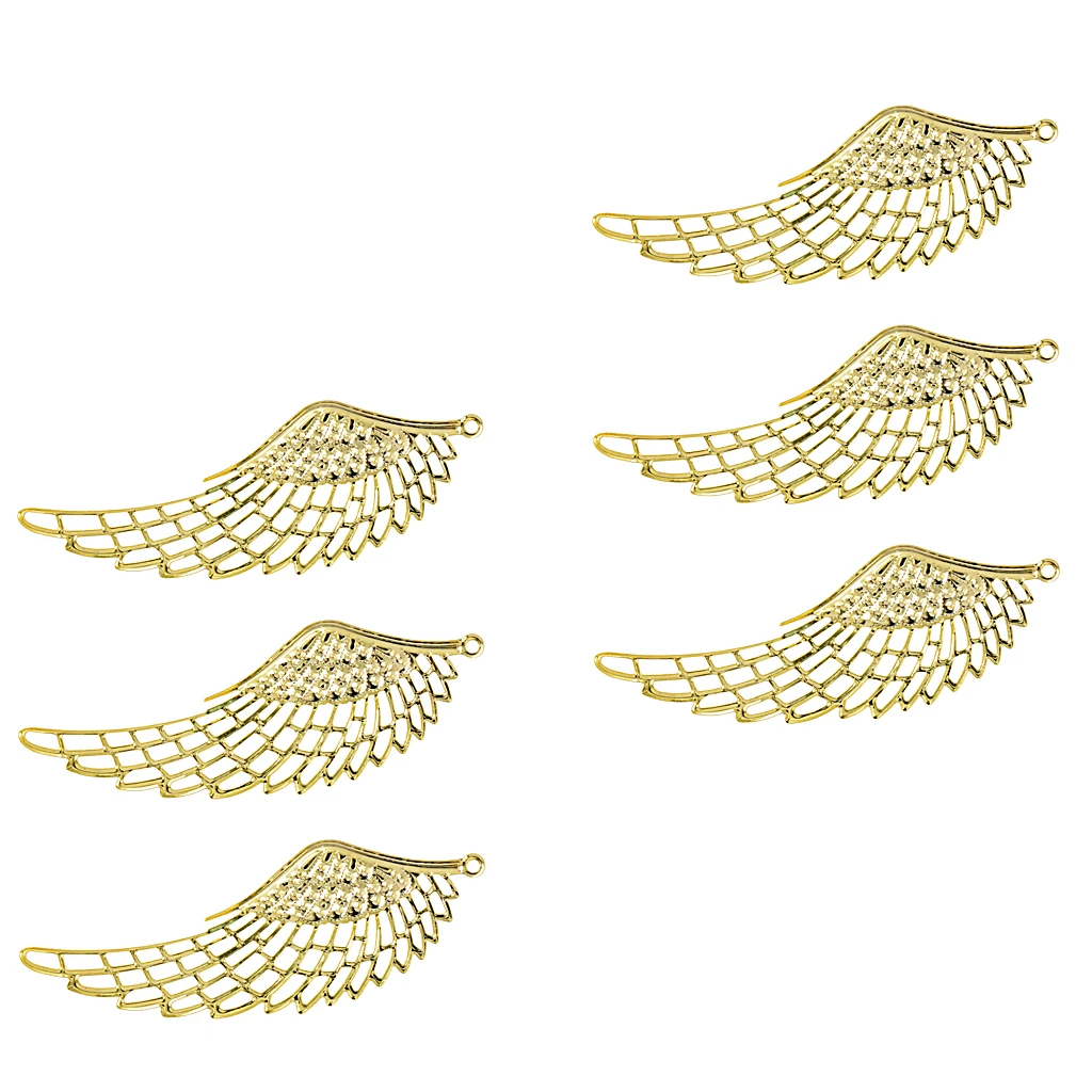 6 Pcs Golden Filigree Angel Wings Charms Pendant Jewelry DIY Making Craft