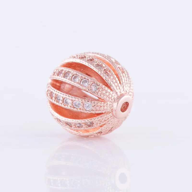 Fours Colors 10mm Spacer Beads DIY Micro Pave CZ Hollow Watermelon Ball Beads For Bracelets Making Jewelry Accessories