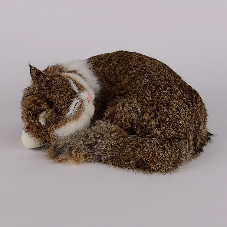 

simulation sleeping cat lifelike khaki cat model gift 25x20x11cm