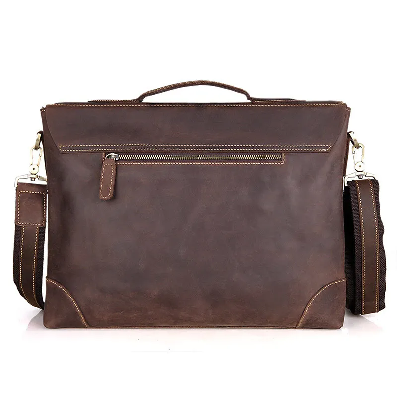 Nesitu High Quality Vintage Genuine Leather Men Crazy Horse Leather Briefcase Messenger Bag 14'' Laptop Portfolio M7228