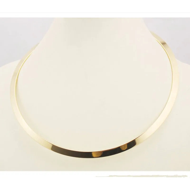 Stainless Steel Jewelry Round Golden Woman Collar Necklace Chorker Fashion