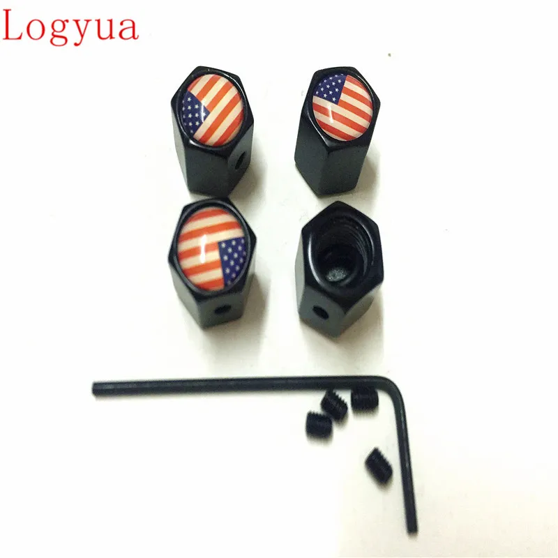 

Car Styling Black Anti-theft Nation Flag Logo Tire Tyre Valve Cap Cover for USA UK France Russia Italy Germany Flag 40pcs =10set