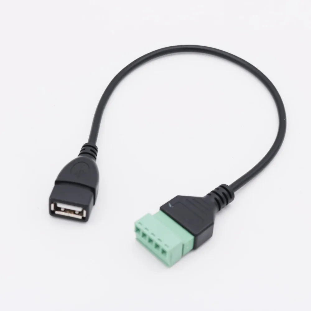 

10pcs USB 2.0 Type A Female to 5 Pin Screw Connector with Shield Solderless Terminal Plug Adapter Cable Cord 30cm/1ft