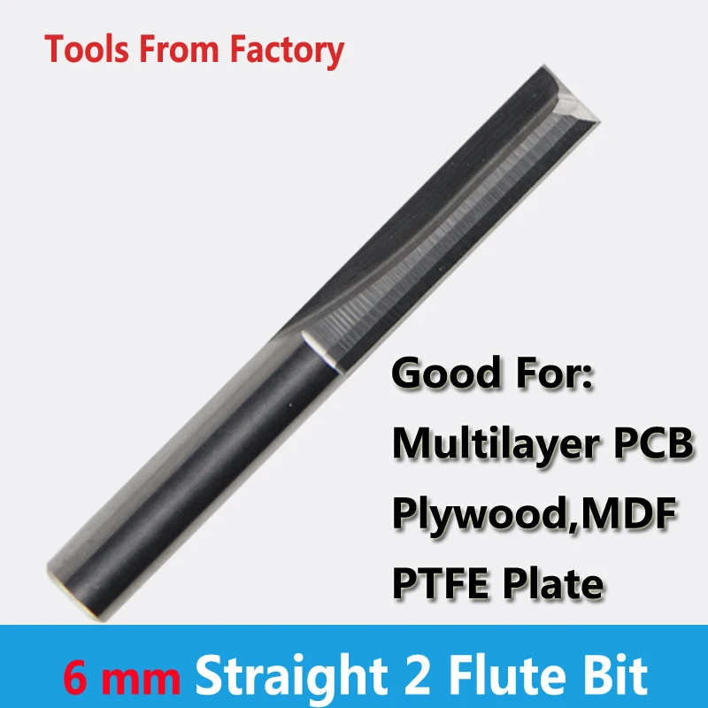 1pc 3.175mm SHK Two Flutes Straight Carving Tools Double Flutes CNC Router Bits Straight Engraving Cutters