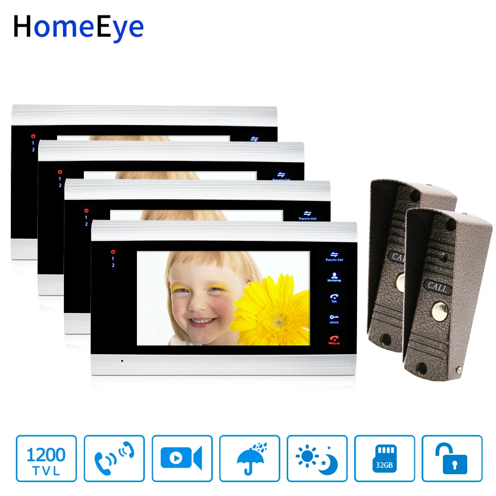 

Wholesale Video Doorbell Video Intercom 2-4 Home Access Control System Motion Detection Multi-languages OSD Menu Touch Button