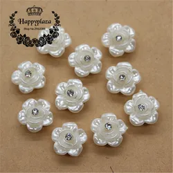 30 sztuk 12mm żywica ABS Pearl Rose kwiat Rhinestone przyciski płaskie powrót księga gości Craft/dekoracje ślubne