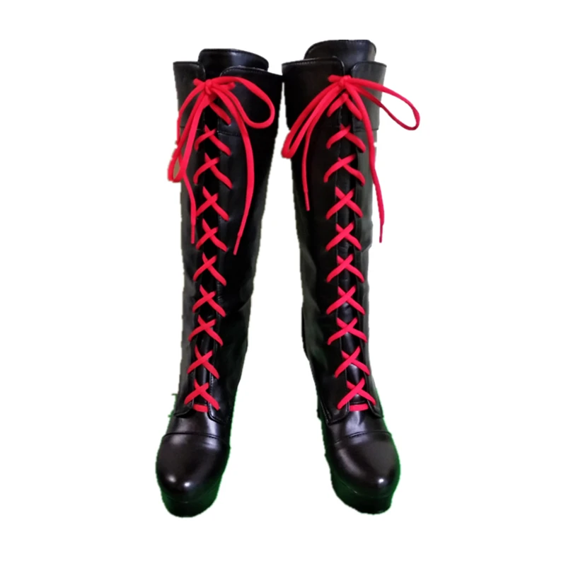 2019 New Anime Danganronpa 2 Enoshima Junko Cosplay Boots Lace Up High Heel Shoes New+Drop Shipping Pu Leather Halloween doll