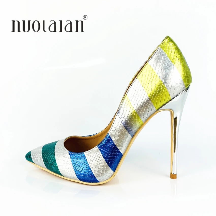 

Женские туфли-лодочки со змеиным принтом, на высоком каблуке 12/10/8 см