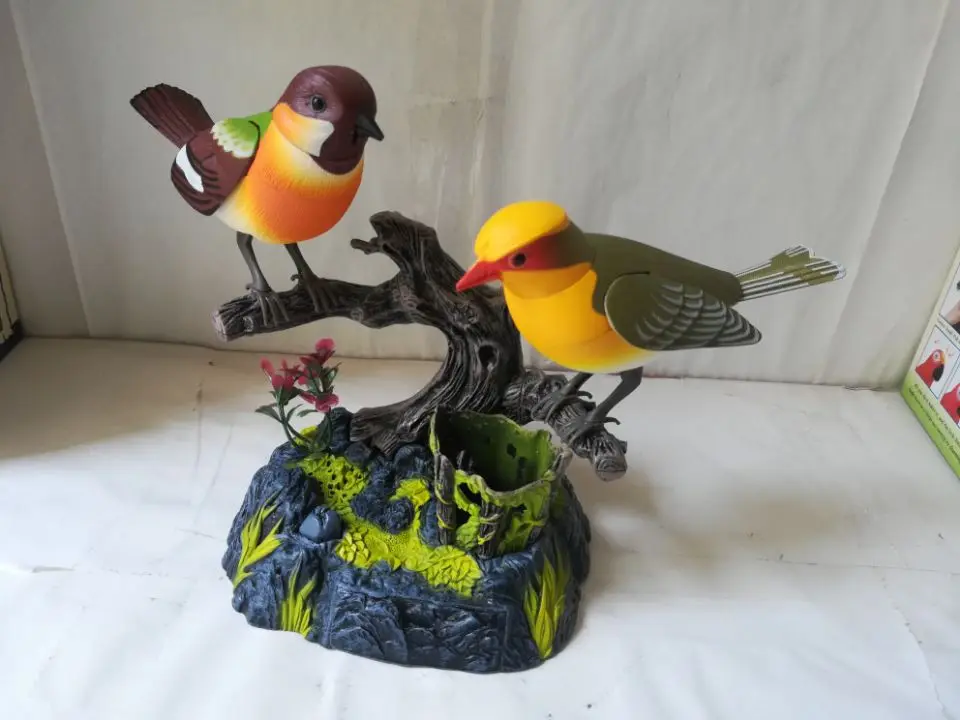 

artificial birds model,large 18x20cm voice control sounds couples birds handicraft home decoration Christmas gift b1289