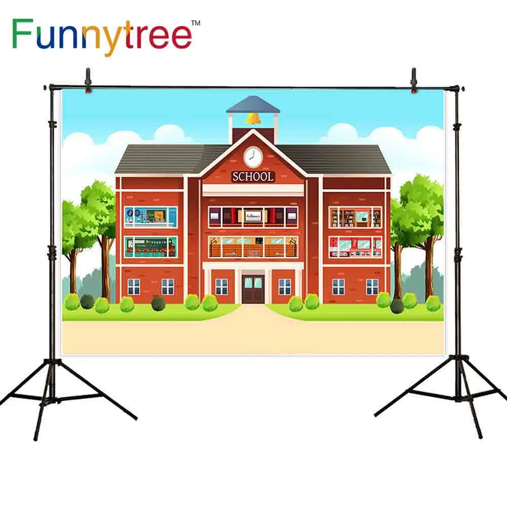 Funnytree ฉากหลังสำหรับสตูดิโอถ่ายภาพการ์ตูนโรงเรียนนักเรียน Professional พื้นหลัง Photocall Photobooth พิมพ์