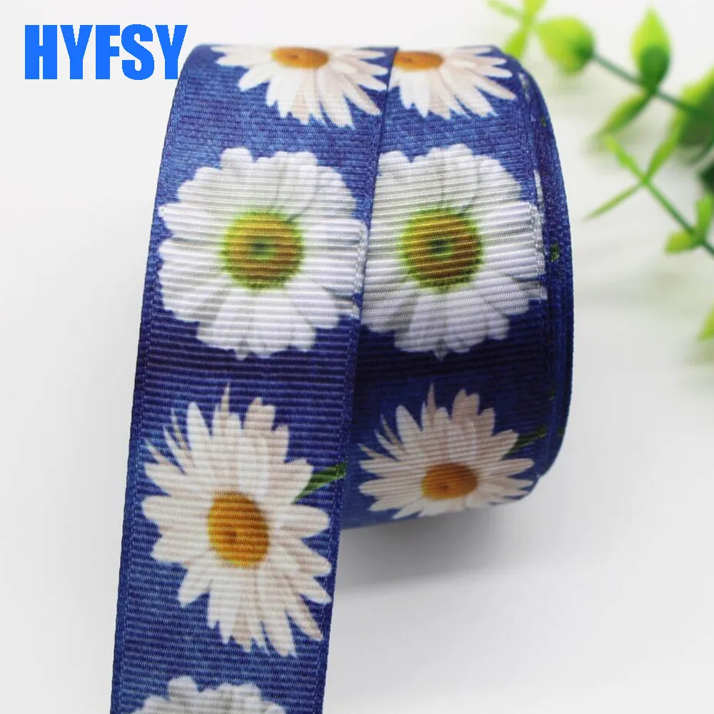 10 Yards 25mm Flower ribbon  DIY gift wrapping headwear handmade tape materials Grosgrain ribbons wedding Accessories Materials