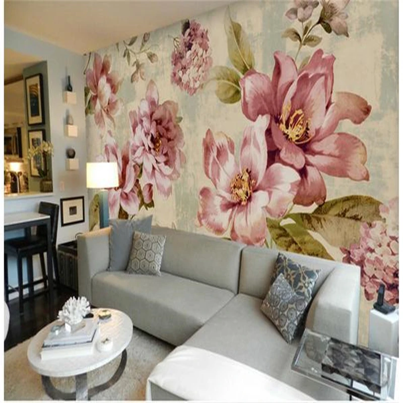 beibehang wallpaper papel de parede sala Small fresh garden peony roses mural backdrop papel flooring 3d wallpaper for walls 3 d