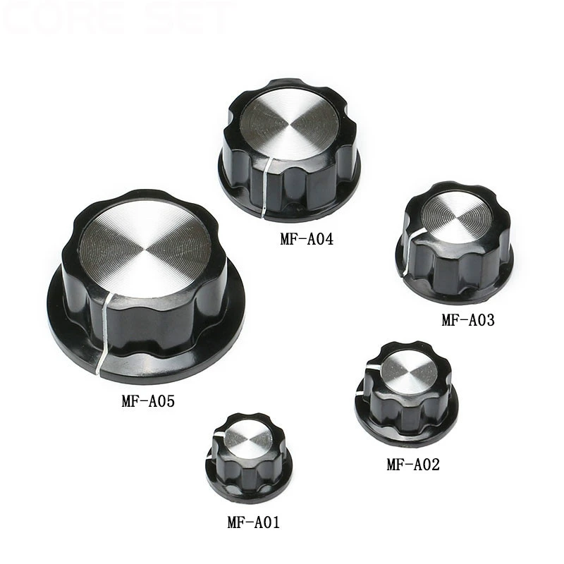 1Set=5Pcs Potentiometer Knob Kit for Hole 6mm Dia MF-A01 MF-A02 MF-A03 MF-A04 MF-A05 Rotary Switch Knobs Caps Kit