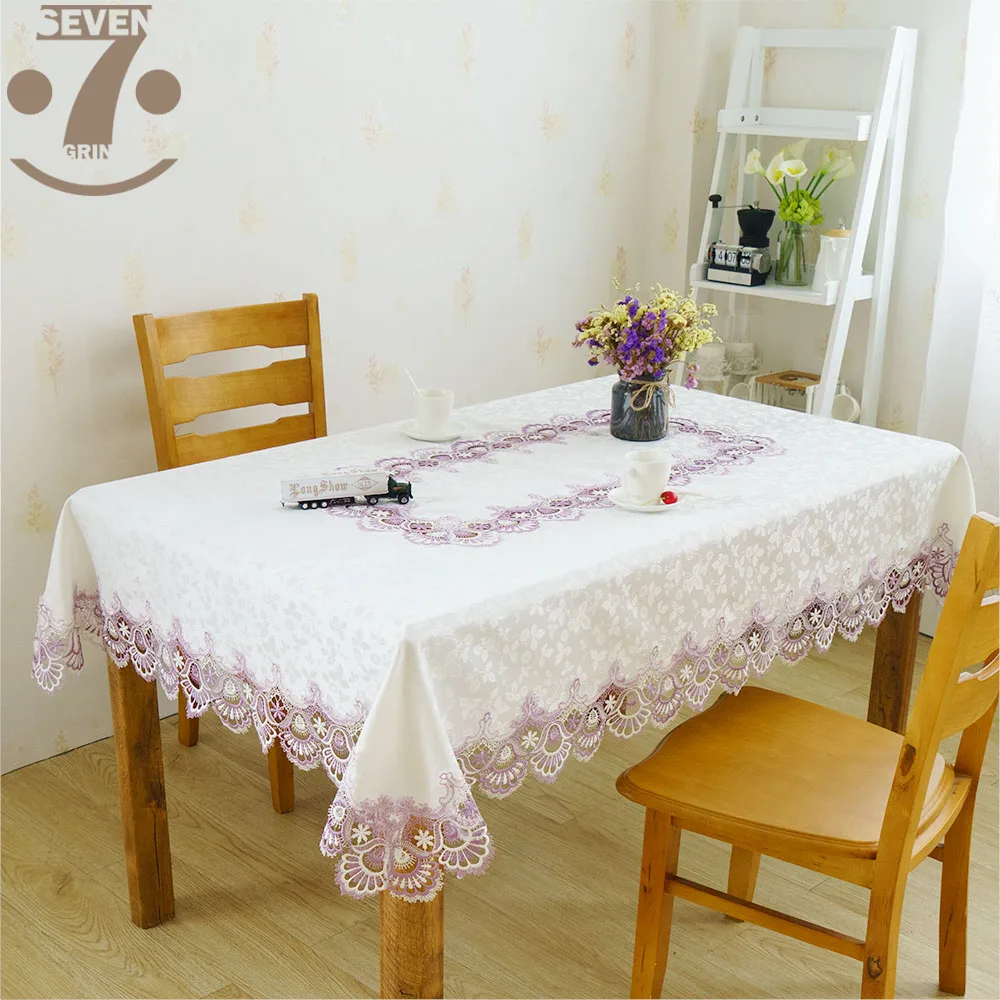 Creative Embroidered Purple Bells Embroidered 130x180cm Rectangle Creative Jacquard Tablecloth for Wedding Party Decoration