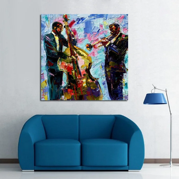 100% Jazz Modern Handpainted Oil Panting Contemporary Original Abstract Art Canvas American Art JAZZ