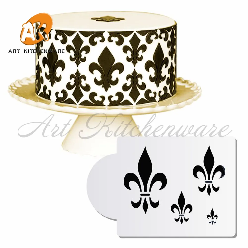 Fleur de Lis Cake Stencil Fondant Plastic Stencils for Painting Cake Decoration Cupcake Stencil Template Cake Decorating Tools