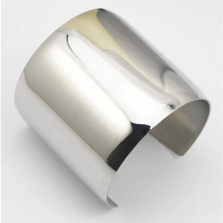 316L Stainless Steel Jewelry Plain Silver color Wide Open Cuff Bangle Bracelet Women