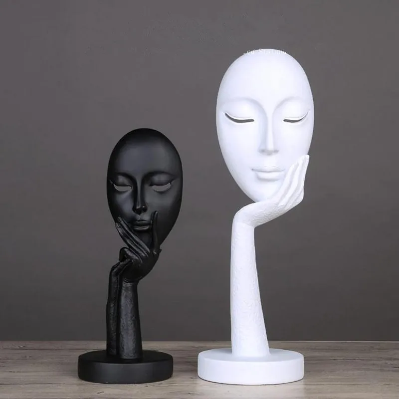 

Nordic Minimalist Black and White Face Mask, Creative Threshold, Home Furnishing, Resin Handicraft Decoration, Office Decoration