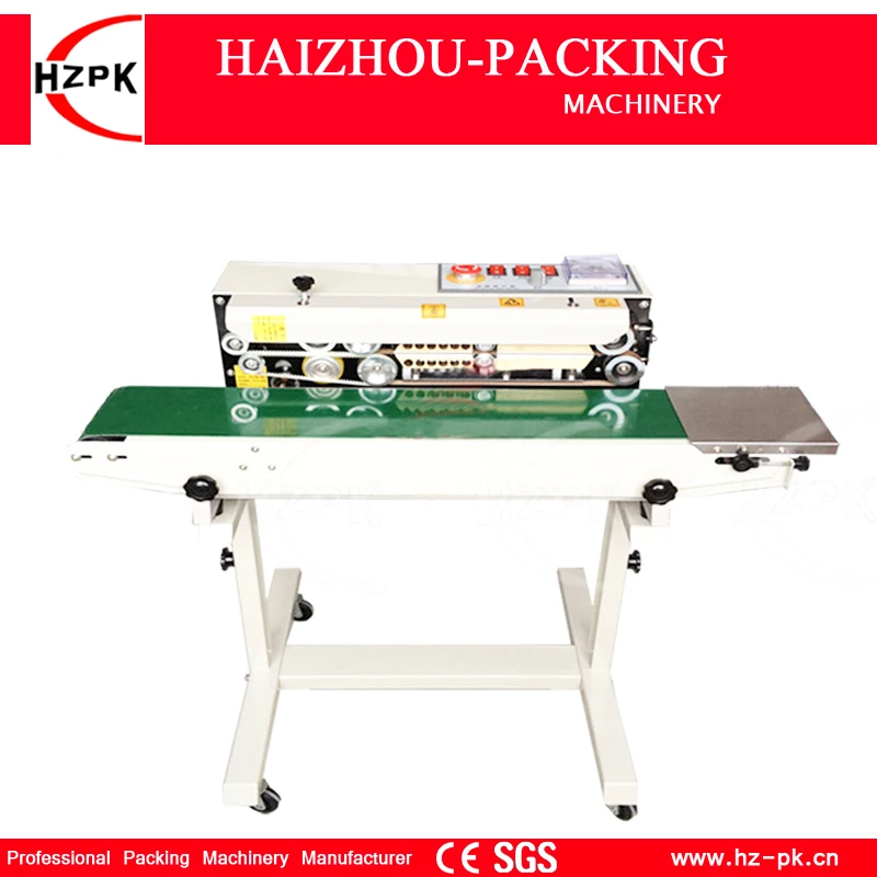 HZPK Automatic Vertical Type Stainless Iron Body With Spray Sealer Continuous Plastic Film Sealing Machine With Conveyor FR770