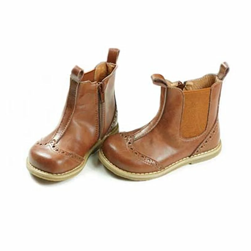 Genuine Leather Retro Girls Boots Fashion Children Chelsea Boots Baby Rain Boots Boys and Girls Western boots