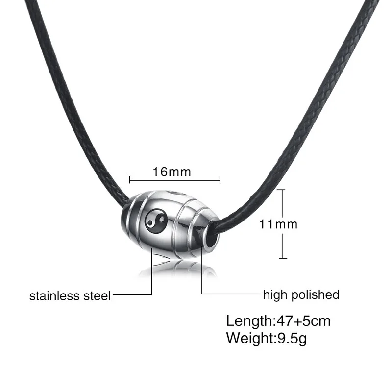 Vnox Yin Yang Ba Gua Taichi Pendant Necklace for Women Men Jewelry Punk Chain Necklaces Collares Colar