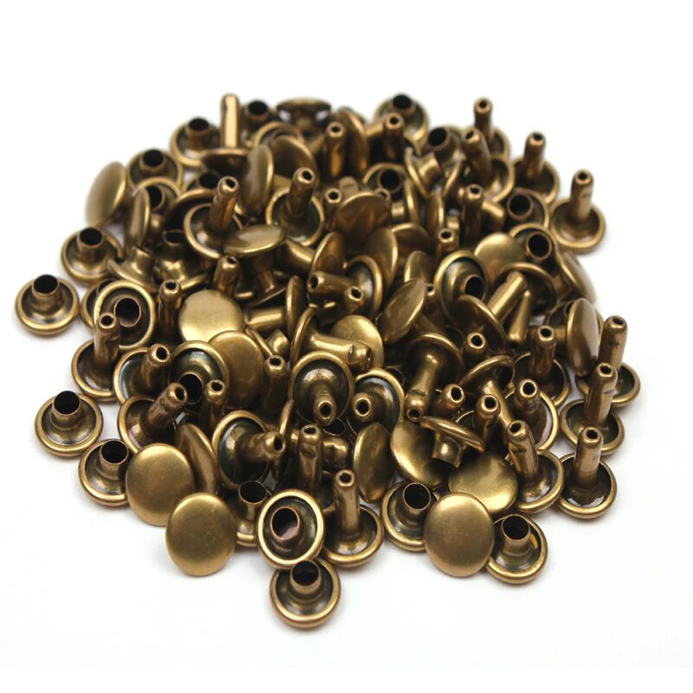 DIY leather craft solid brass material high quality 6x6mm 8x8mm double side rivet and studs 250sets/lot