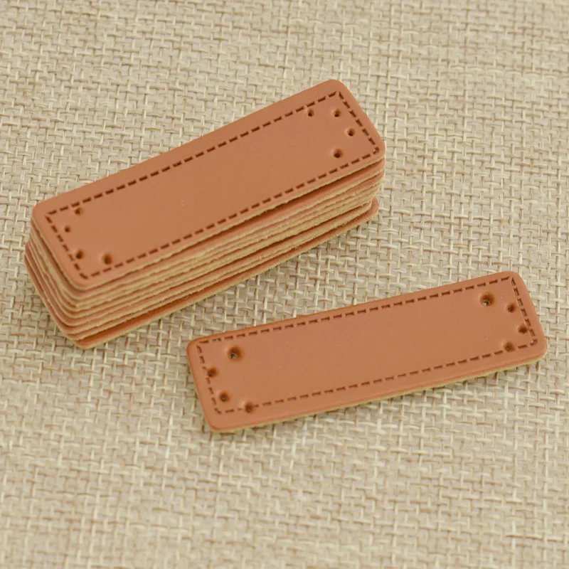 50pcs Handmade Sewing Clothes Decoration For PU Leather Labels Jeans Bags Shoes Tags Accessories