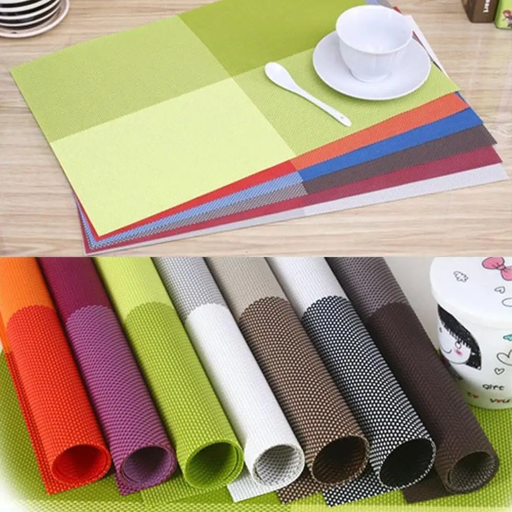 

4pcs Randomized Color PVC Table Placemat Kitchen Dinning Waterproof Table Cloth Pad Mat Table Decoration