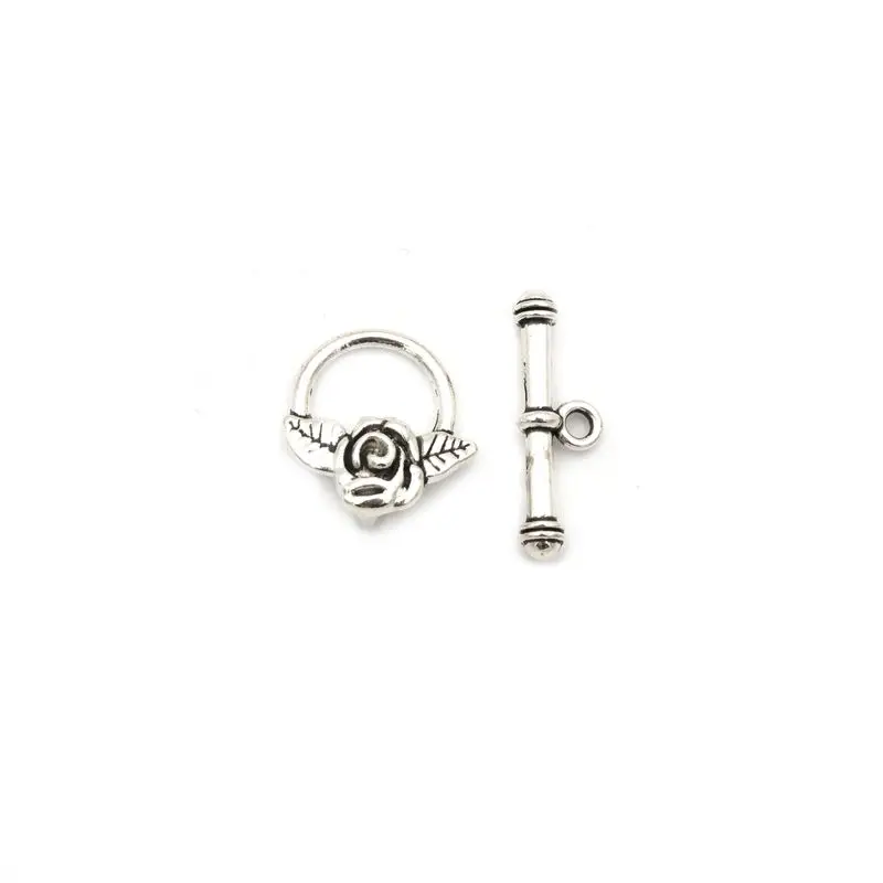 10 Sets Gold-Platte Silber Farbe Herz Blume Verschluss Armband Toggle Verschluss Für Schmuck Machen Diy Zubehör Großhandel Groß – Detail 3