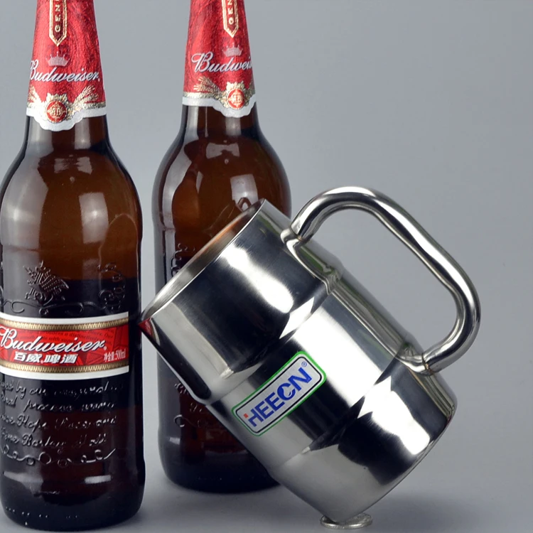 free shiping 500ML stronger handle  Double Wall Stainless Steel Tankard,coffee  mug  ,beer mug/cocktail cup with handle