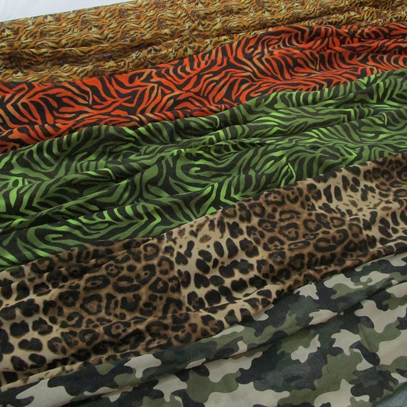 Printed Chiffon Fabric for Long Dress, Soft Leopard Zebra Pattern, Morning glory Camouflage, Home Decoration, 1 Yard