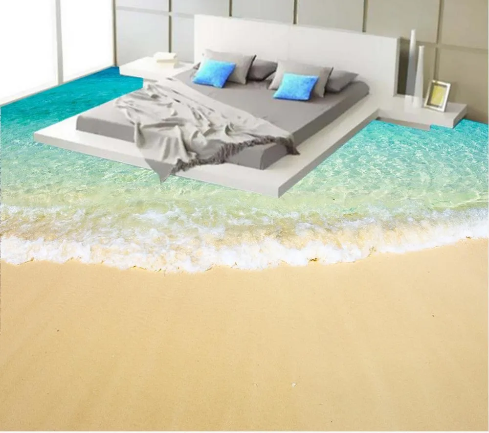 

Beach Floor wallpaper 3d for bathrooms 3D wallpaper floor for living room Custom Photo self-adhesive 3D floor