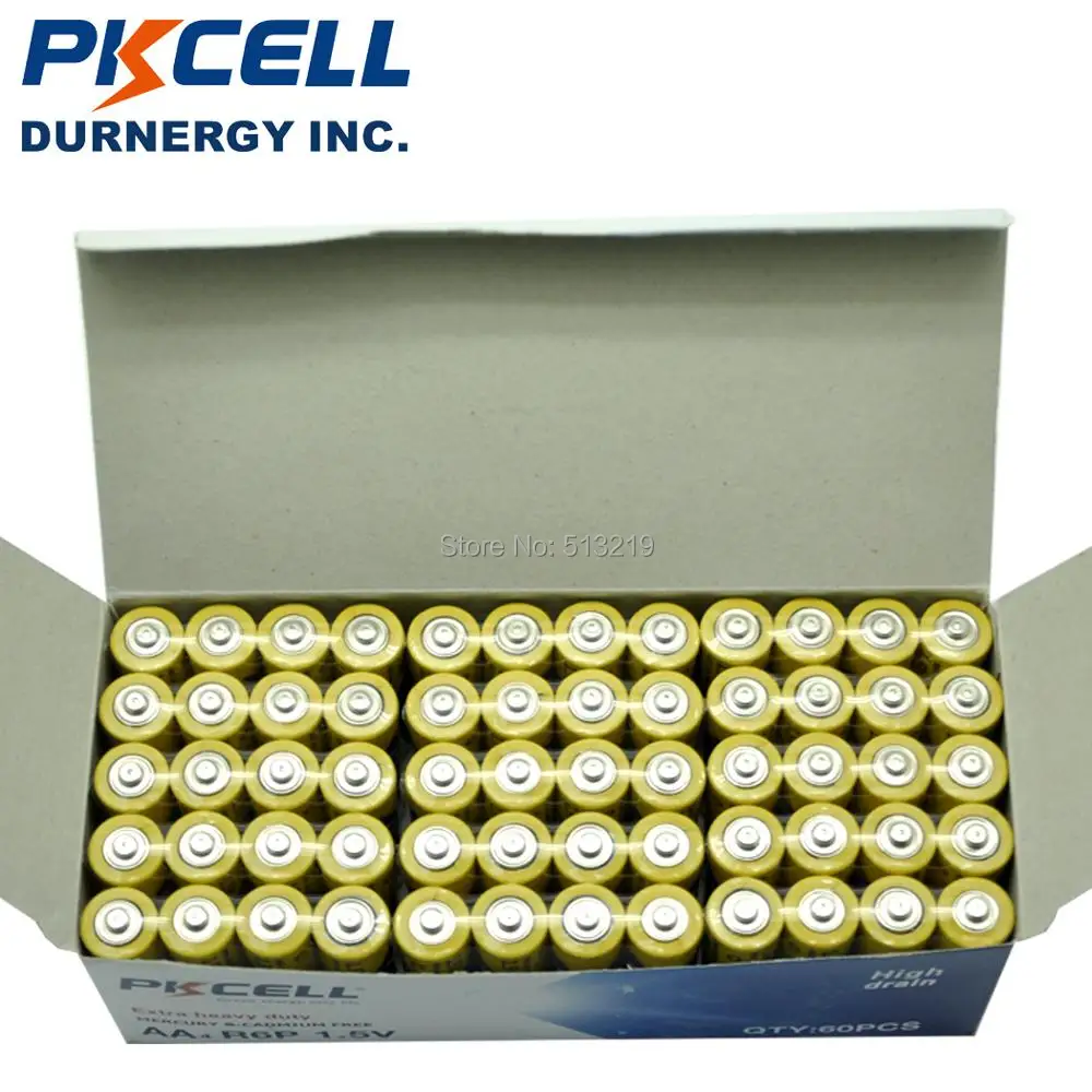 100PCS PKCELL aa batteries R6P 1.5V Super Heavy Duty Battery Carbon-Zinc AA Single Use Dry Battery Batteries for flash shavers