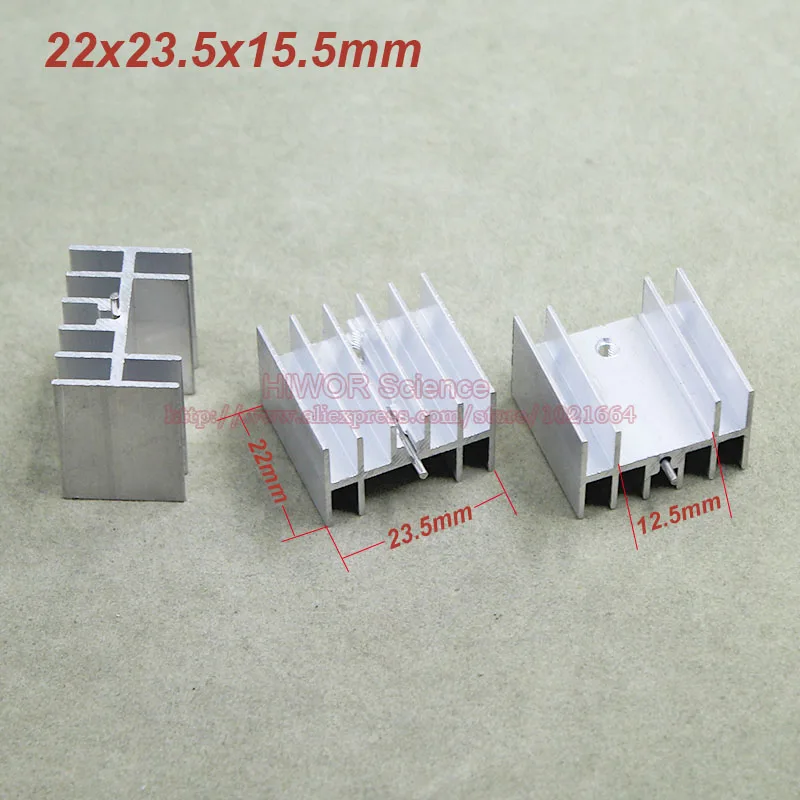 (20 개/몫) 알루미늄 백색 방열판 방열판 라디에이터 22mm * 23.5mm * 15.5mm 집적 회로 ic mos 트랜지스터 용 1 핀 포함