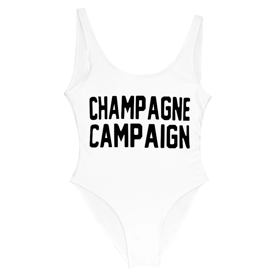 S-3XL CHAMPAGNE CAMPAIGN Bachelor Party Bride Badpak Black Swimwear Women One Piece Swimsuit Bodysuit Swim Suit Party Beachwear