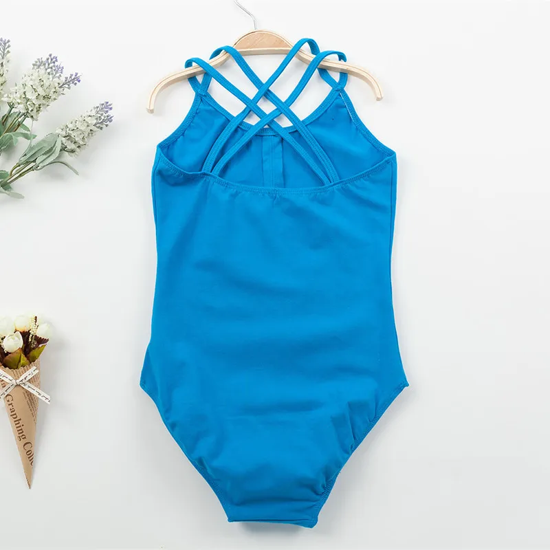 5สี Girls Leotard บัลเล่ต์เต้นรำยิมนาสติกคู่สายเด็กแขนกุดเครื่องแต่งกายบัลเล่ต์ Bodysuit เด็ก Dancewear