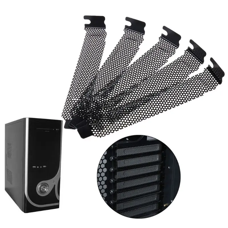 5PCS Ventilation Deflector PCI Slot Cover Frame Chassis Bits Block Cooling Fan Dust Filter Ventilation PC Computer Case