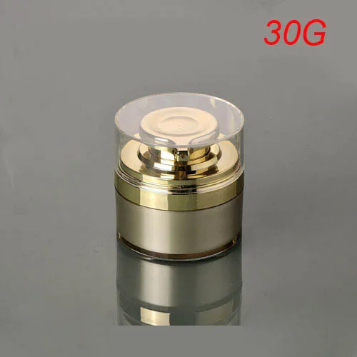 unique 30g round gold press Refillable cosmetic jars,luxury empty acrylic cream container cream jar,plastic Cosmetic Jar 30g