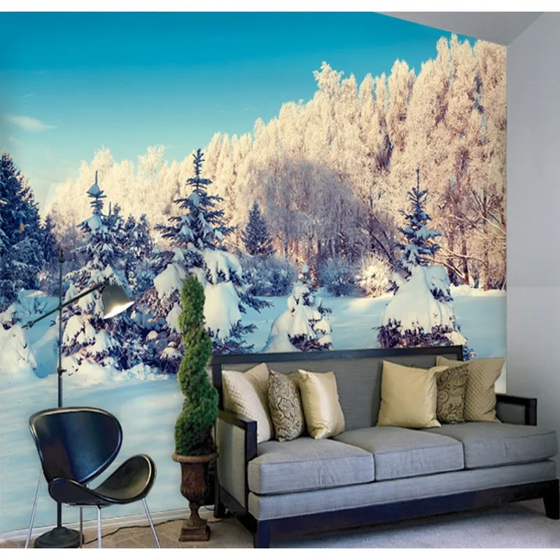 Beibehang papel de parede para quarto grande tessuto non tessuto di carta da parati mural personalizzata inverno neve divano camera da letto tv sfondo carta da parati