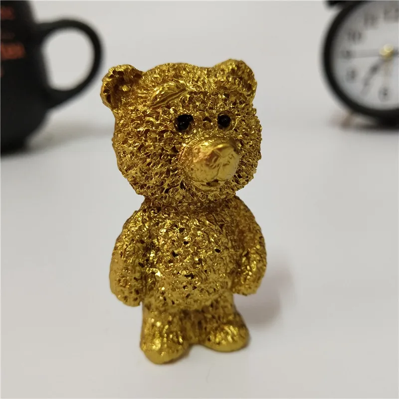 Gold Animal Bear Dog Statue Sculpture Resin Crafts Home Décor Children's Kids Room Decoration Figurines Desktop Ornaments Gifts